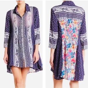 ARATTA Silent Journey Patagonia Boho Floral Shirt Dress Size M